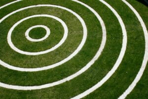 lawn with concentric circles cut into it